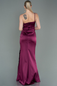 Cherry Colored Long Satin Engagement Dress ABU3088