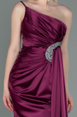 Cherry Colored Long Satin Engagement Dress ABU3088