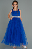 Sax Blue Long Girl Dress ABU3031