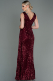 Long Burgundy Scaly Evening Dress ABU3201