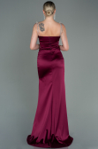 Long Plum Satin Prom Gown ABU3198
