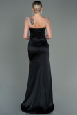 Long Black Satin Prom Gown ABU3198