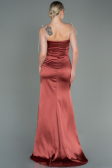 Long Light Brown Satin Prom Gown ABU3198