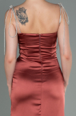 Long Light Brown Satin Prom Gown ABU3198
