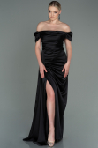Black Long Satin Engagement Dress ABU1606