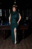 Long Emerald Green Scaly Plus Size Evening Dress ABU3115