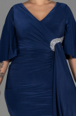 Midi Navy Blue Plus Size Evening Dress ABK1801