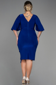 Midi Sax Blue Plus Size Evening Dress ABK1801