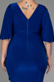 Midi Sax Blue Plus Size Evening Dress ABK1801