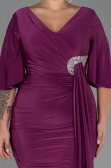 Midi Cherry Colored Plus Size Evening Dress ABK1801