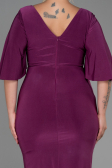 Midi Cherry Colored Plus Size Evening Dress ABK1801