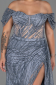 Long Silver Plus Size Evening Dress ABU3097