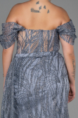 Long Silver Plus Size Evening Dress ABU3097