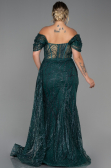 Long Emerald Green Plus Size Evening Dress ABU3097