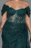 Long Emerald Green Plus Size Evening Dress ABU3097