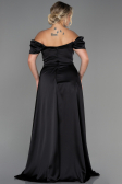 Black Long Satin Plus Size Evening Dress ABU2923