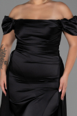 Black Long Satin Plus Size Evening Dress ABU2923