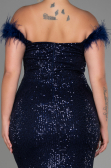 Long Navy Blue Scaly Plus Size Evening Dress ABU3193
