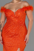 Long Orange Scaly Plus Size Evening Dress ABU3193