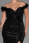 Long Black Scaly Plus Size Evening Dress ABU3193