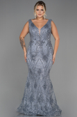 Long Anthracite Plus Size Evening Dress ABU3214