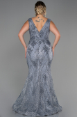 Long Anthracite Plus Size Evening Dress ABU3214
