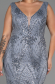 Long Anthracite Plus Size Evening Dress ABU3214