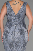 Long Anthracite Plus Size Evening Dress ABU3214