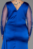 Long Sax Blue Satin Plus Size Evening Dress ABU3223