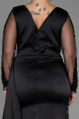 Long Black Satin Plus Size Evening Dress ABU3223