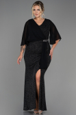 Black-Silver Long Plus Size Evening Dress ABU2857
