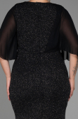 Black-Silver Long Plus Size Evening Dress ABU2857