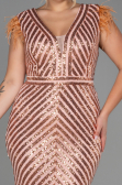 Salmon Long Evening Dress ABU1044