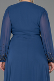 Indigo Long Chiffon Plus Size Evening Dress ABU3075