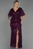 Plum Long Scaly Plus Size Evening Dress ABU2796