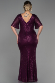 Plum Long Scaly Plus Size Evening Dress ABU2796