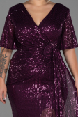 Plum Long Scaly Plus Size Evening Dress ABU2796