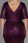 Plum Long Scaly Plus Size Evening Dress ABU2796