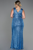 Long Indigo Scaly Plus Size Evening Dress ABU3194