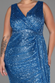 Long Indigo Scaly Plus Size Evening Dress ABU3194