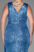Long Indigo Scaly Plus Size Evening Dress ABU3194