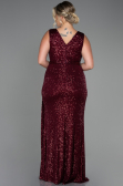 Long Burgundy Scaly Plus Size Evening Dress ABU3194