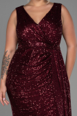 Long Burgundy Scaly Plus Size Evening Dress ABU3194