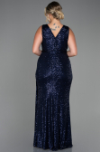 Long Navy Blue Scaly Plus Size Evening Dress ABU3194