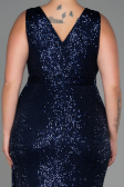 Long Navy Blue Scaly Plus Size Evening Dress ABU3194
