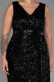 Long Black Scaly Plus Size Evening Dress ABU3194