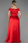 Red Long Satin Plus Size Evening Dress ABU2355