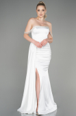 White Long Satin Evening Dress ABU2618