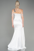 White Long Satin Evening Dress ABU2618