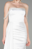 White Long Satin Evening Dress ABU2618